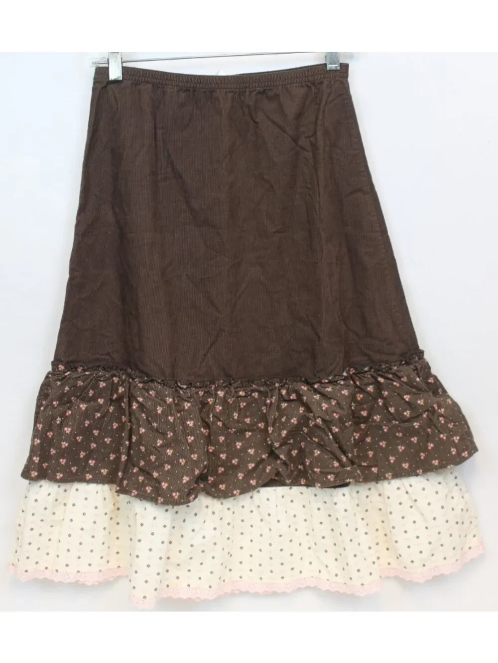 2006 Gymboree Park City Luxe Brown Corduroy Skirt sz 12 Ruffle Hem Country West
